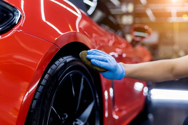 Sleek red car with ceramic-coated gloss
